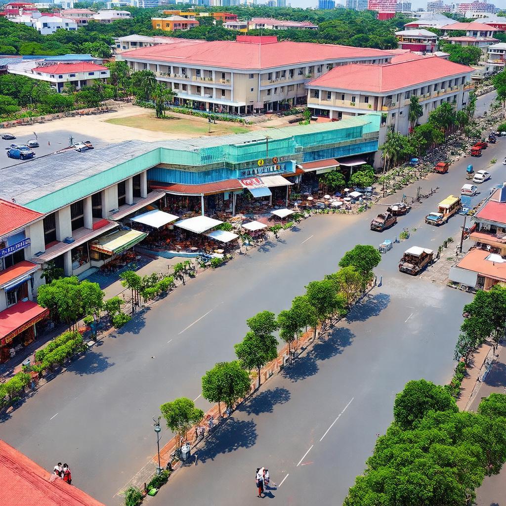 Toàn cảnh khu vực Làng Đại học nhộn nhịp gần Ký túc xá Khu A